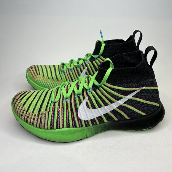 Nike Free Training Flyknit Midtop Men's 13 Watermelon Green Pink Running Shoes - Picture 6 of 10